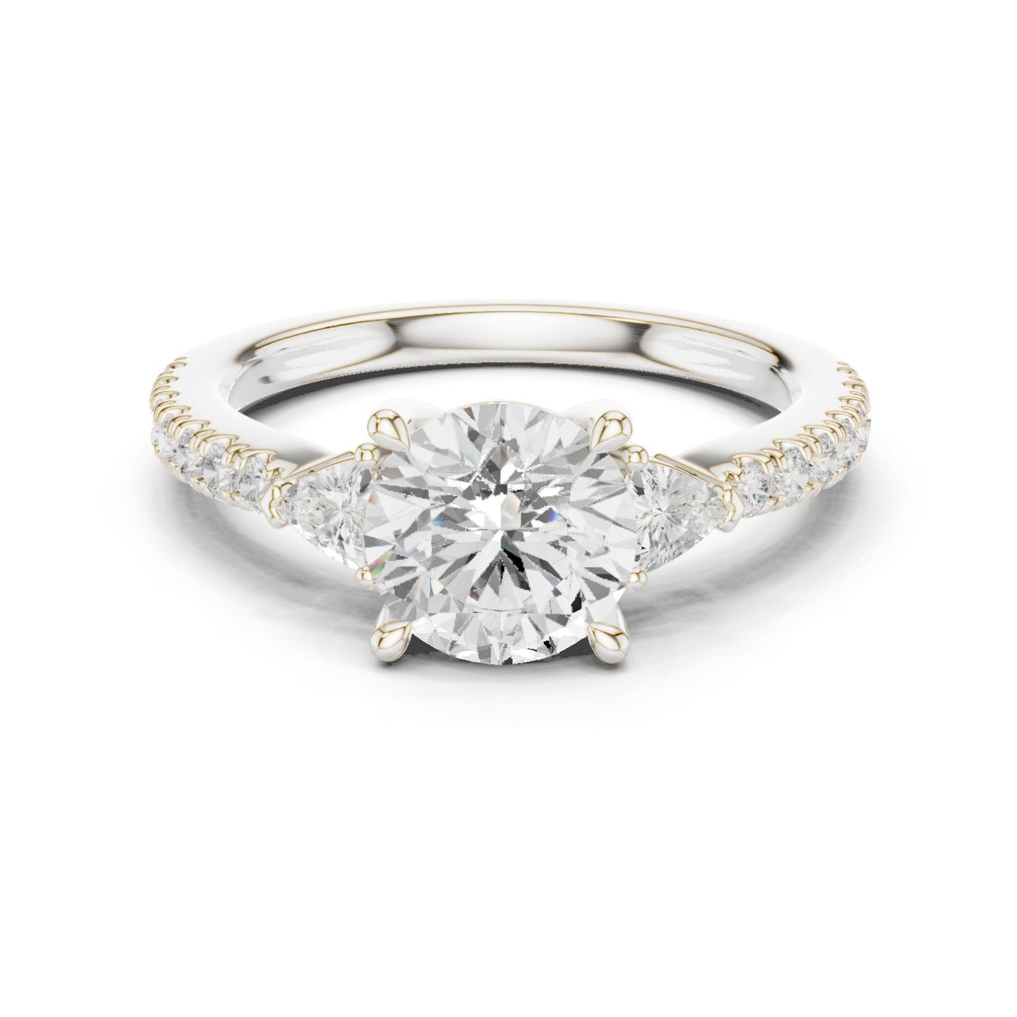 Round Lab Grown Diamond Side-Stone Engagement Ring