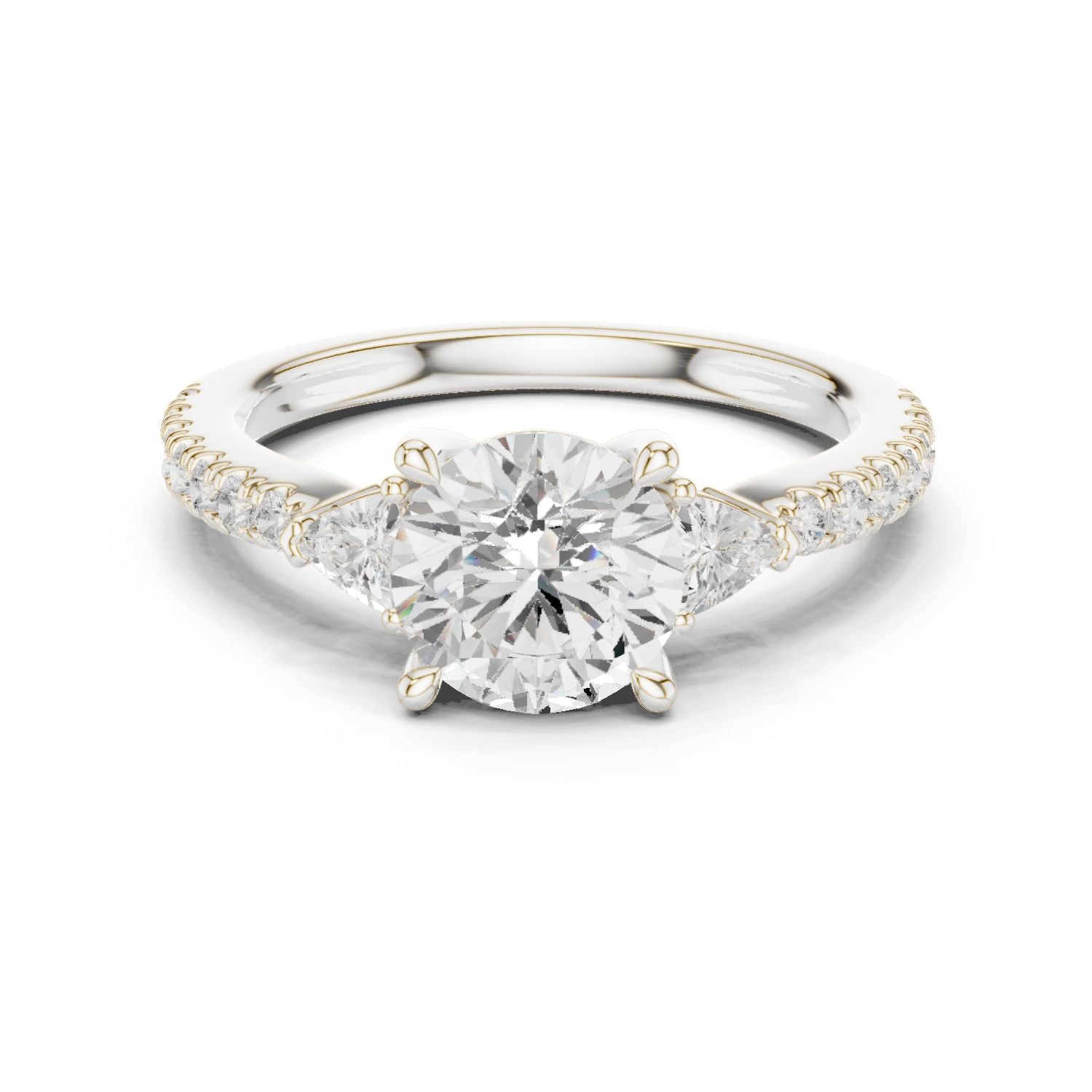 Round Lab Grown Diamond Side-Stone Engagement Ring