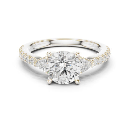 Round Lab Grown Diamond Side-Stone Engagement Ring