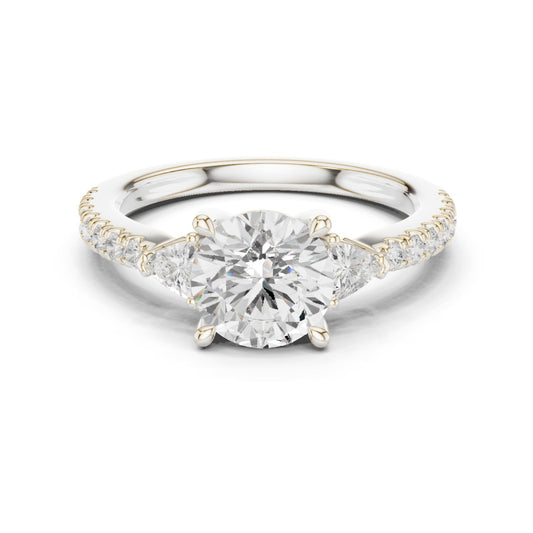 Round Lab Grown Diamond Side-Stone Engagement Ring