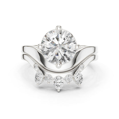 Round Lab Grown Diamond Side-Stone Engagement Ring