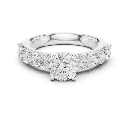 Round Lab Grown Diamond Side-Stone Engagement Ring
