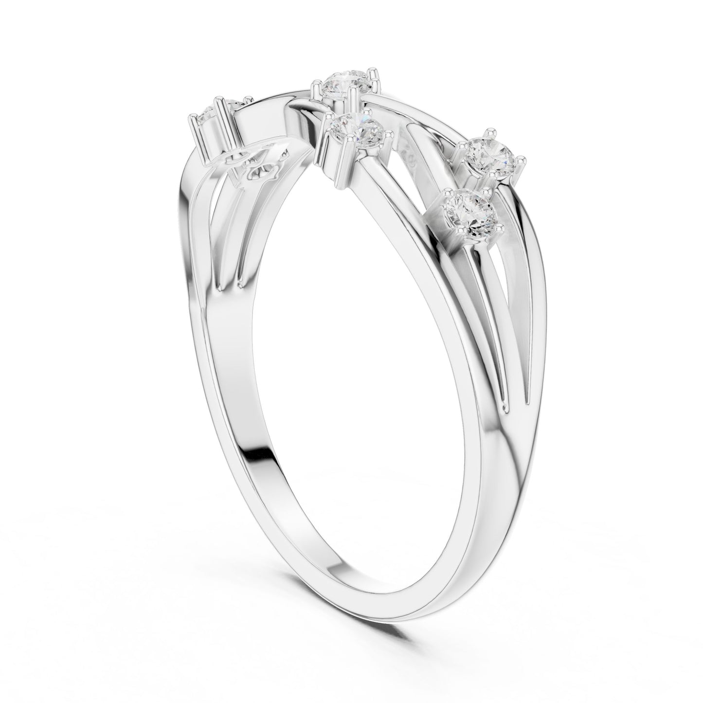Women's Round Lab Grown Diamond Side-Stone Ring