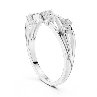 Women's Round Lab Grown Diamond Side-Stone Ring