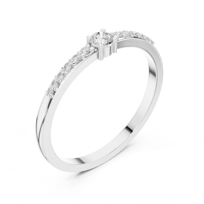 Round Lab Grown Diamond Side-Stone Engagement Ring