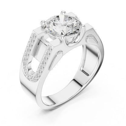 Men's Round Lab Grown Diamond Side-Stone Ring