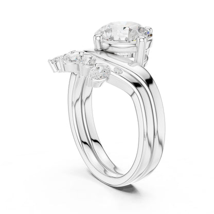 Round Lab Grown Diamond Side-Stone Engagement Ring