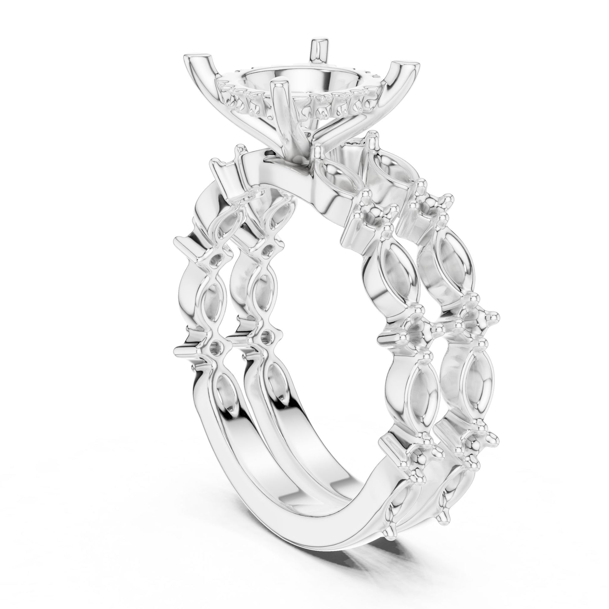 Round Lab Grown Diamond Side-Stone Engagement Ring