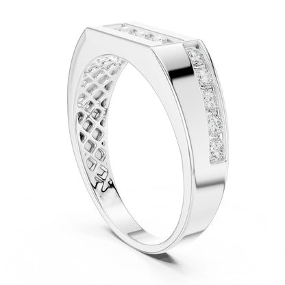 Men's Round Lab Grown Diamond Side-Stone Ring
