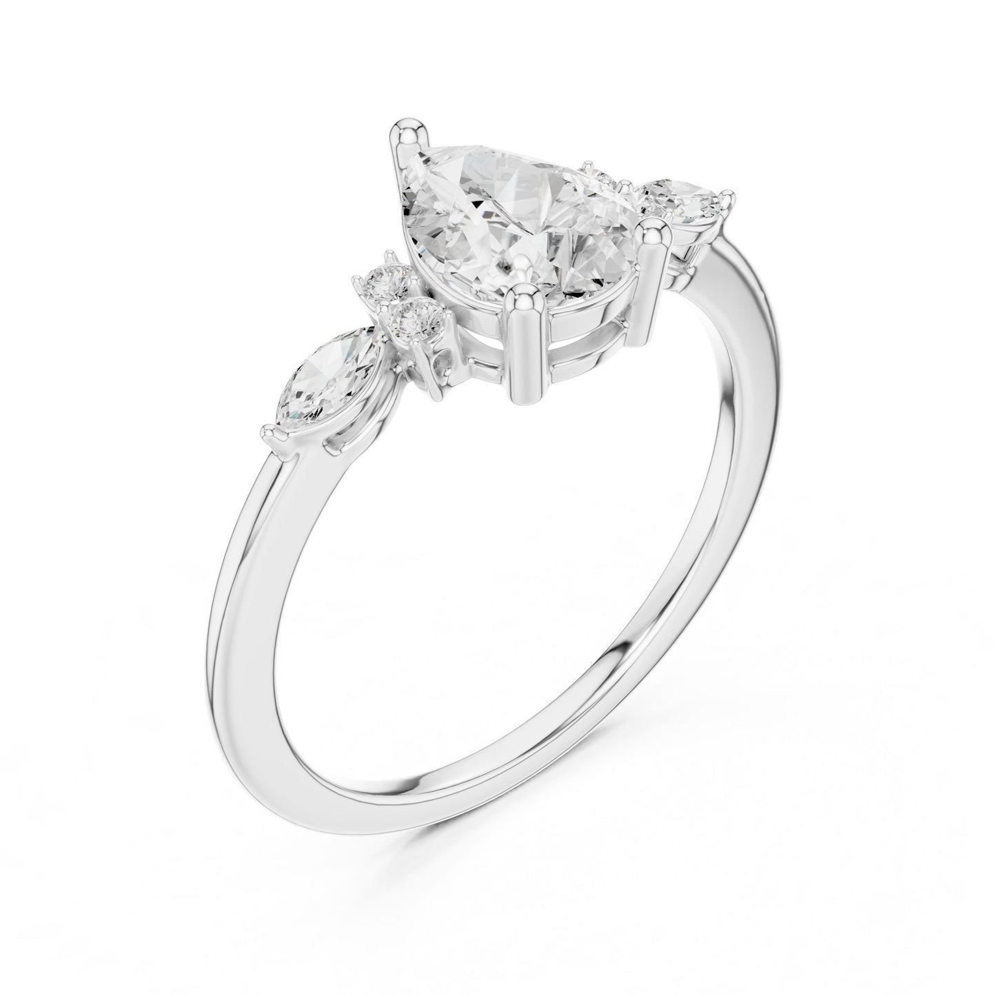 Women's Round Lab Grown Diamond Side-Stone Ring