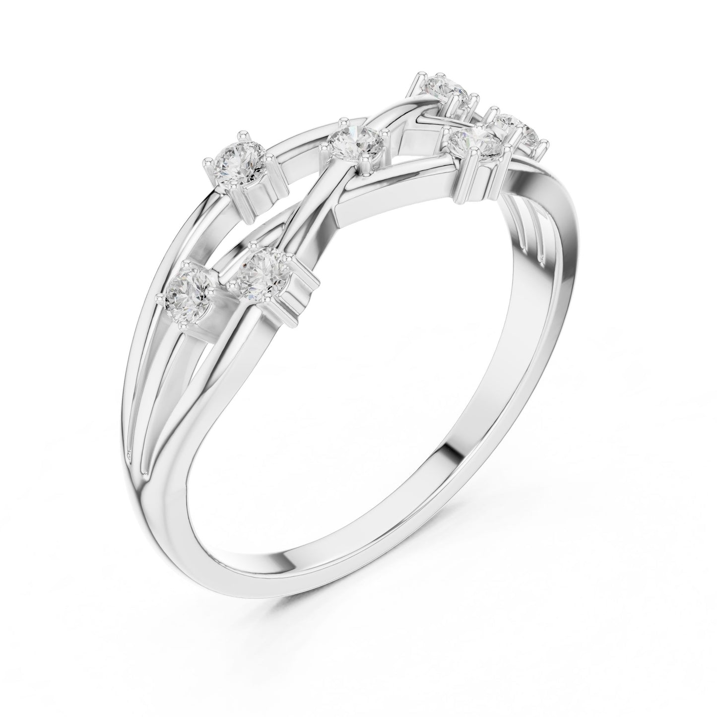 Women's Round Lab Grown Diamond Side-Stone Ring