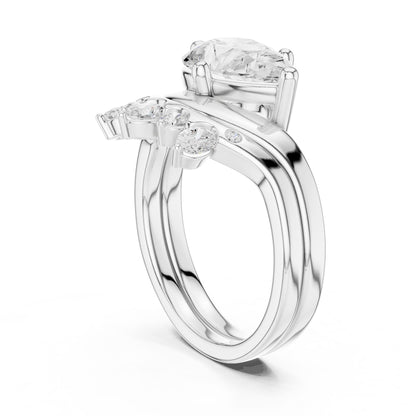 Round Lab Grown Diamond Side-Stone Engagement Ring