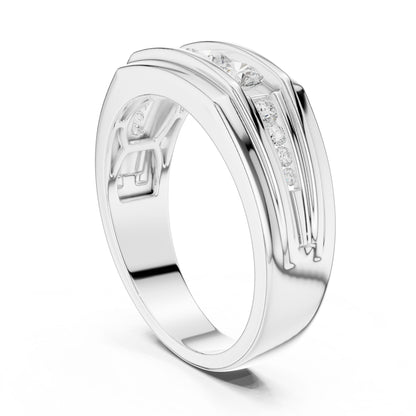 Men's Round Lab Grown Diamond Side-Stone Ring