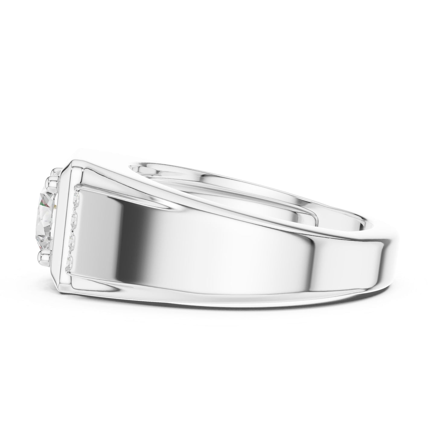 Men's Round Lab Grown Diamond Side-Stone Ring