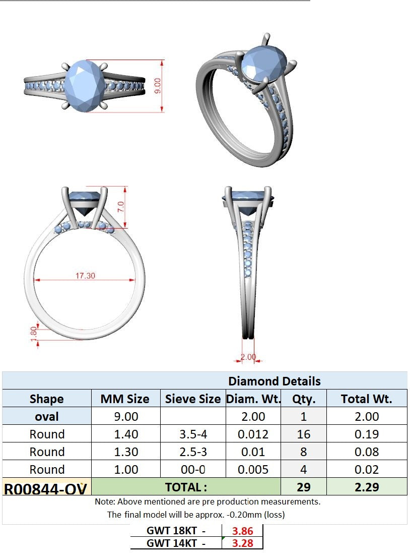 Round Lab Grown Diamond Side-Stone Engagement Ring