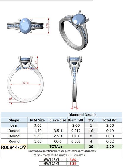 Round Lab Grown Diamond Side-Stone Engagement Ring