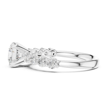 Round Lab Grown Diamond Side-Stone Engagement Ring