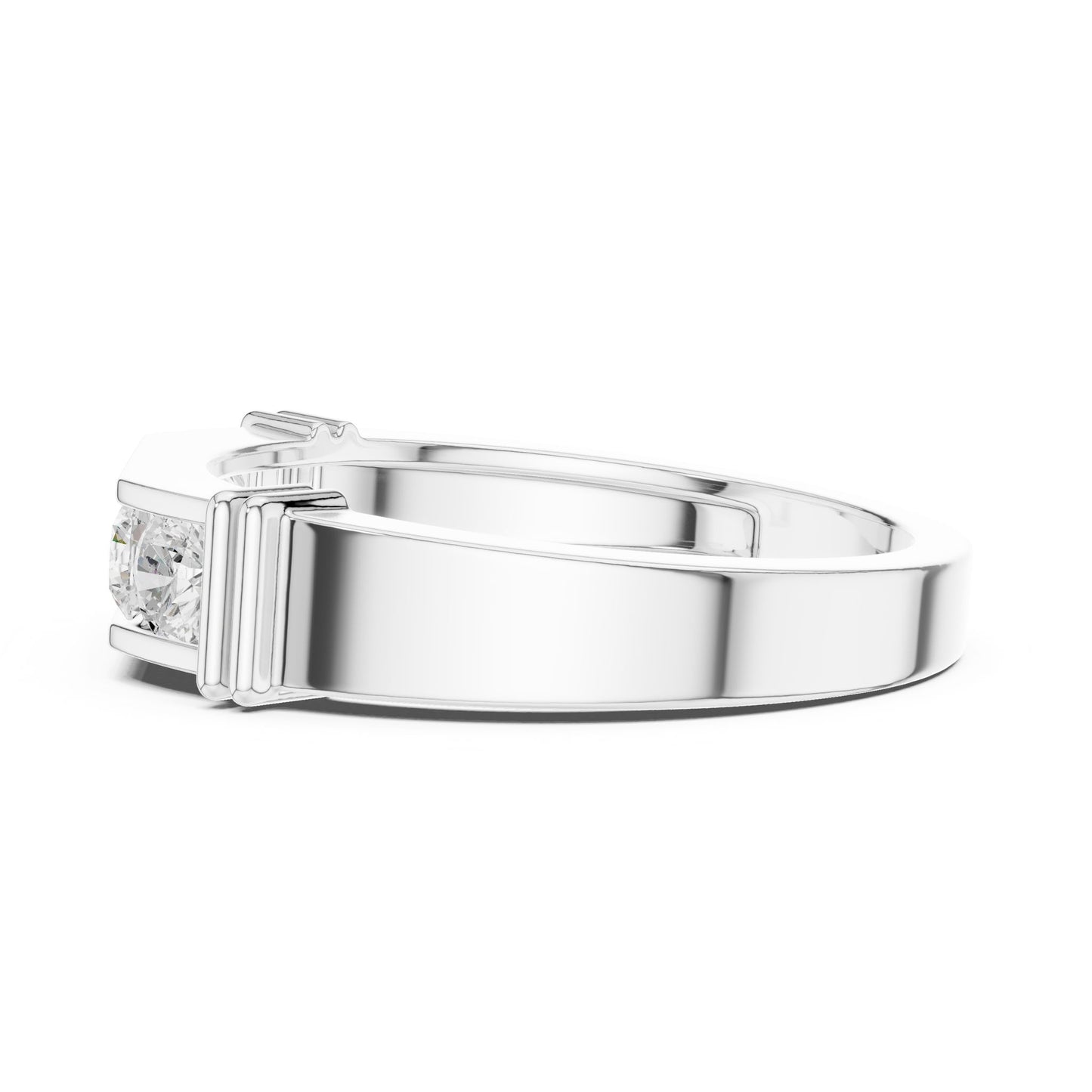 Men's Round Lab Grown Diamond Side-Stone Ring