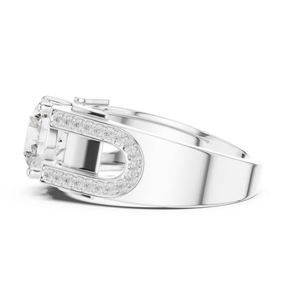 Men's Round Lab Grown Diamond Side-Stone Ring