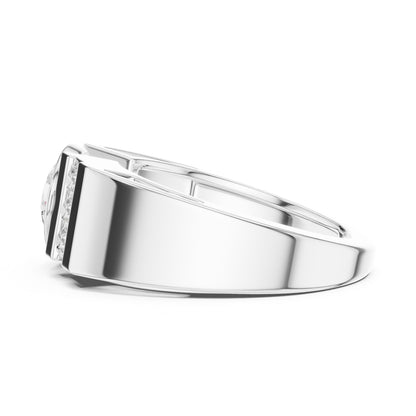 Men's Round Lab Grown Diamond Side-Stone Ring