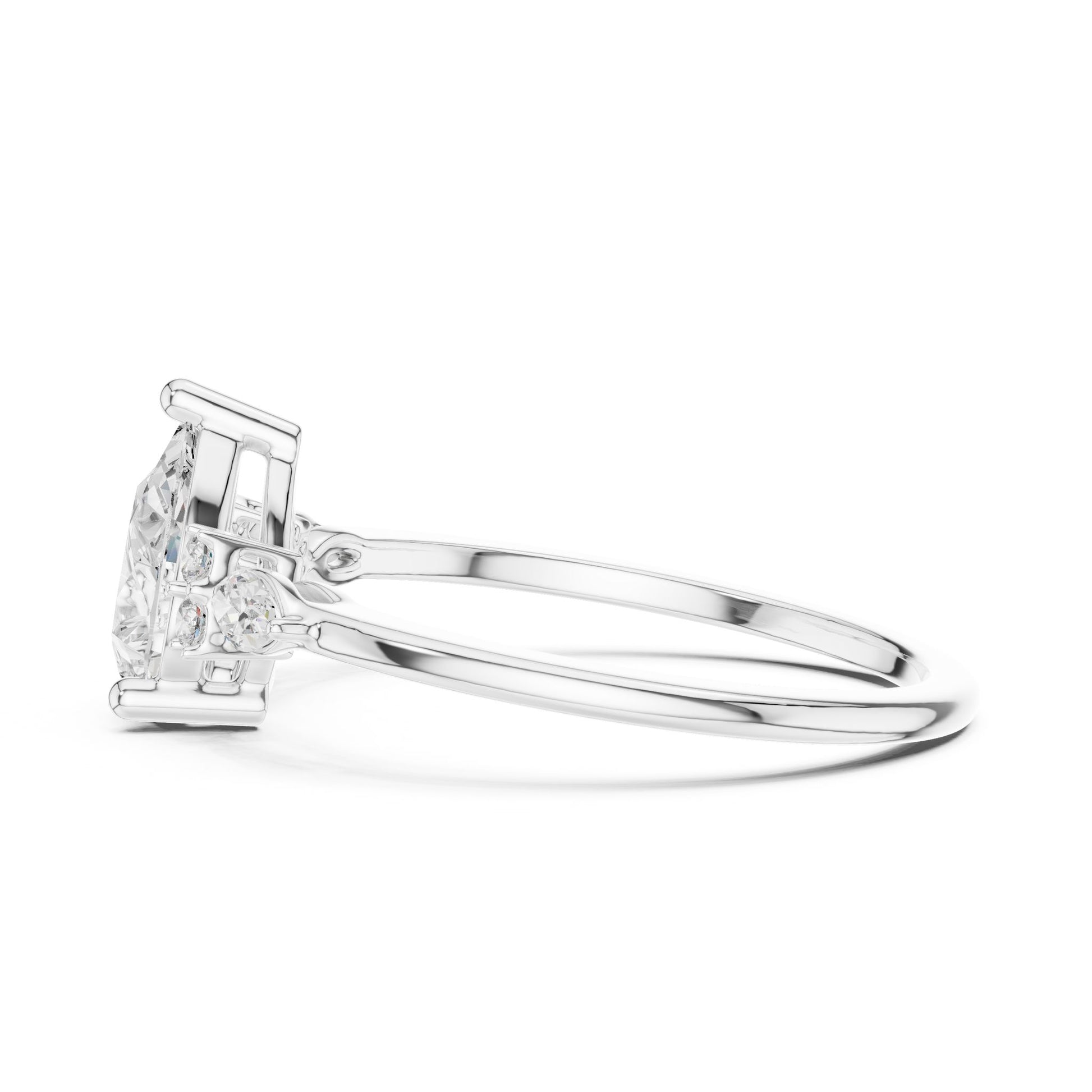 Women's Round Lab Grown Diamond Side-Stone Ring