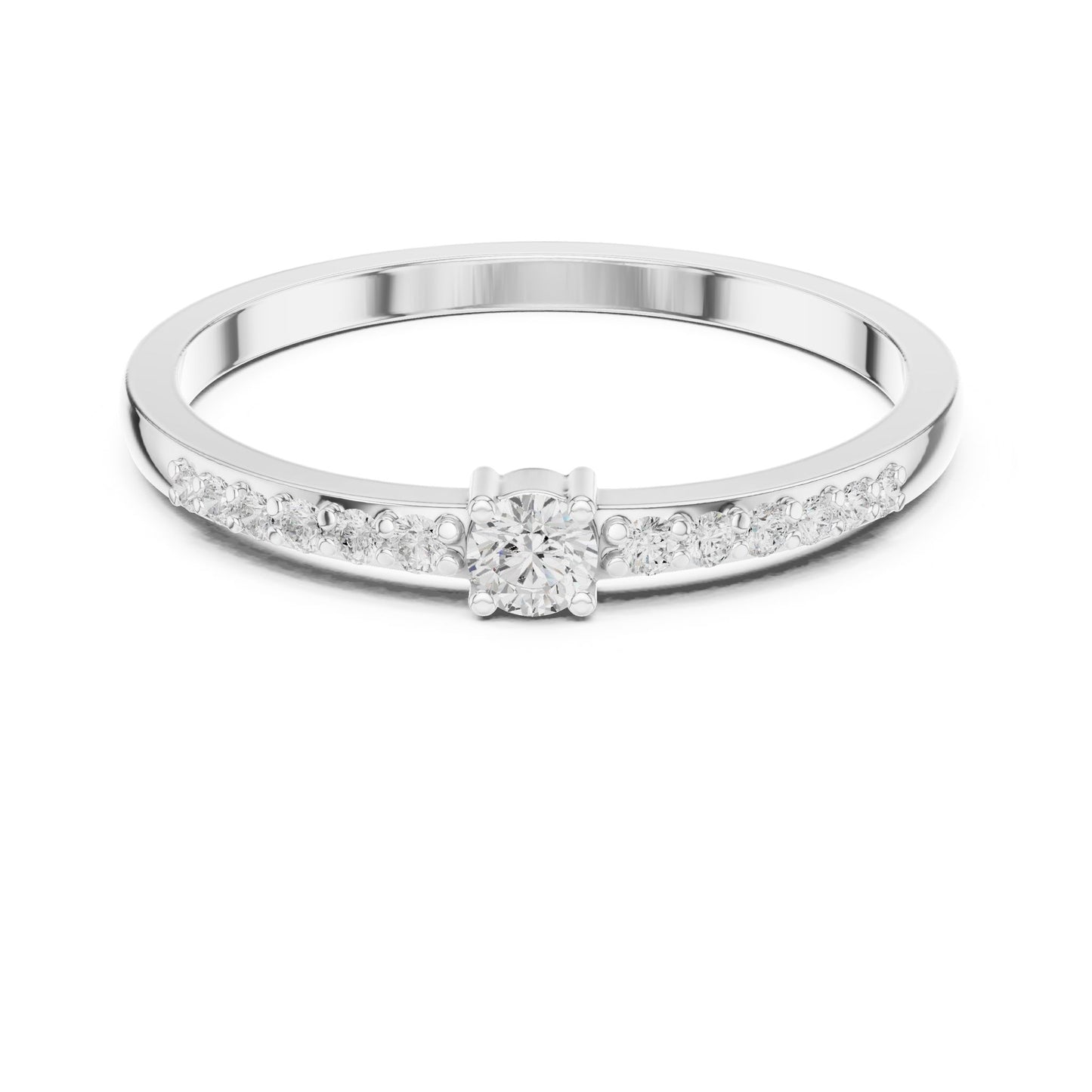 Round Lab Grown Diamond Side-Stone Engagement Ring