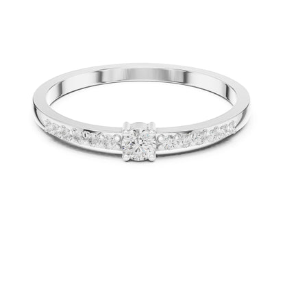 Round Lab Grown Diamond Side-Stone Engagement Ring