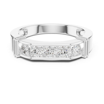 Men's Round Lab Grown Diamond Side-Stone Ring