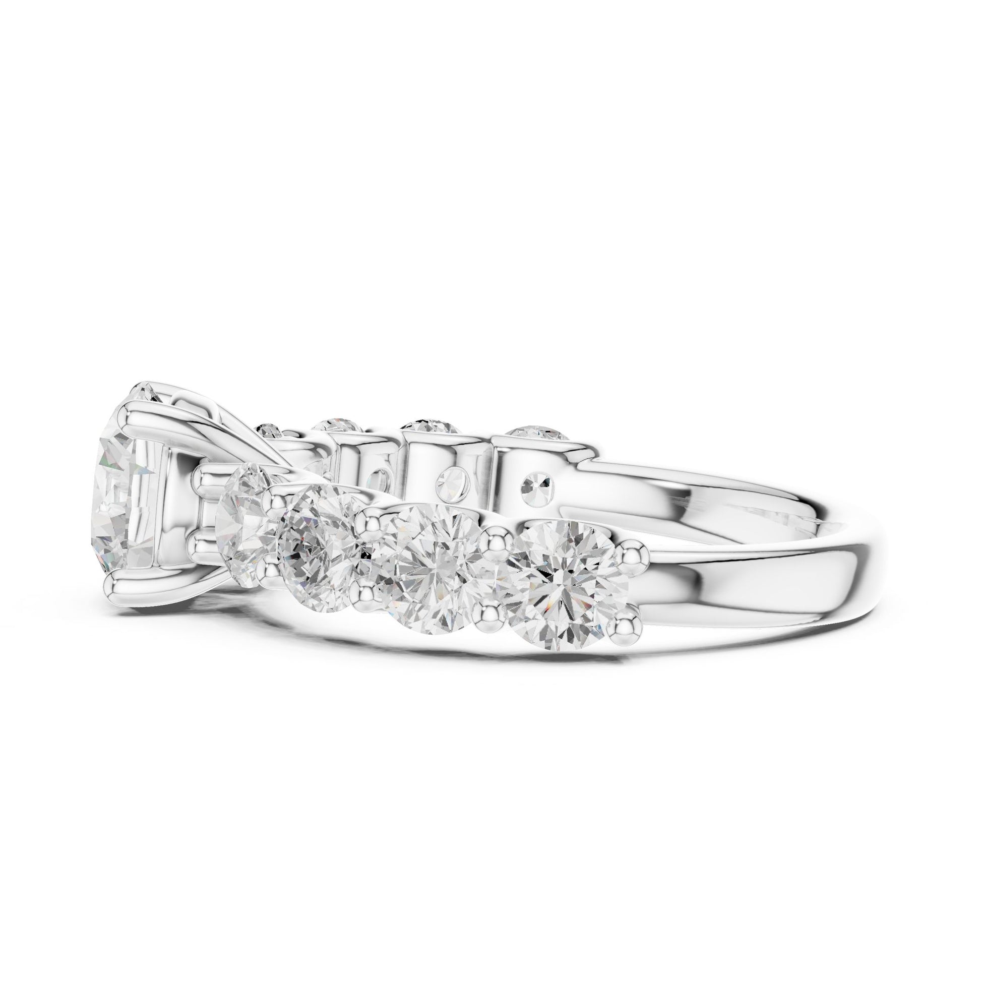 Round Lab Grown Diamond Side-Stone Engagement Ring