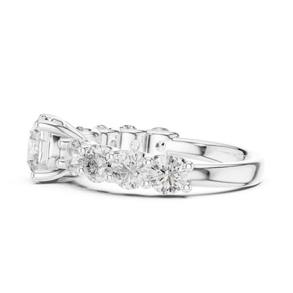 Round Lab Grown Diamond Side-Stone Engagement Ring
