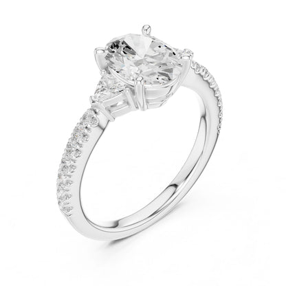 Round Lab Grown Diamond Side-Stone Engagement Ring