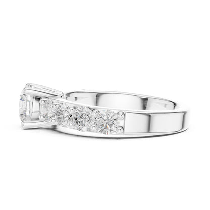 Round Lab Grown Diamond Side-Stone Engagement Ring