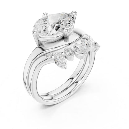 Round Lab Grown Diamond Side-Stone Engagement Ring