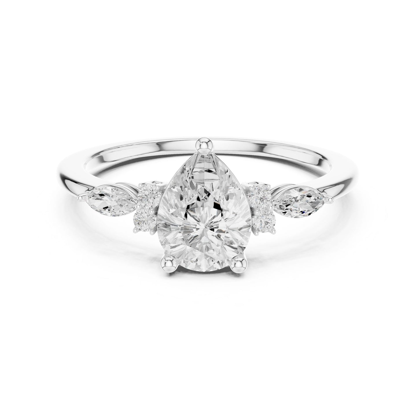 Women's Round Lab Grown Diamond Side-Stone Ring