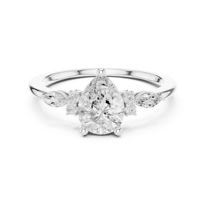 Women's Round Lab Grown Diamond Side-Stone Ring
