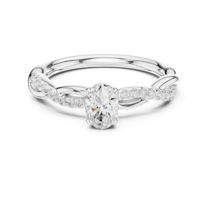 Round Lab Grown Diamond Side-Stone Engagement Ring