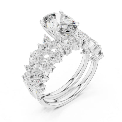 Round Lab Grown Diamond Side-Stone Engagement Ring