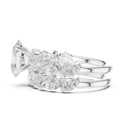 Round Lab Grown Diamond Side-Stone Engagement Ring