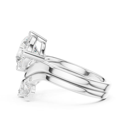 Round Lab Grown Diamond Side-Stone Engagement Ring