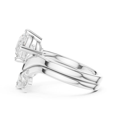 Round Lab Grown Diamond Side-Stone Engagement Ring