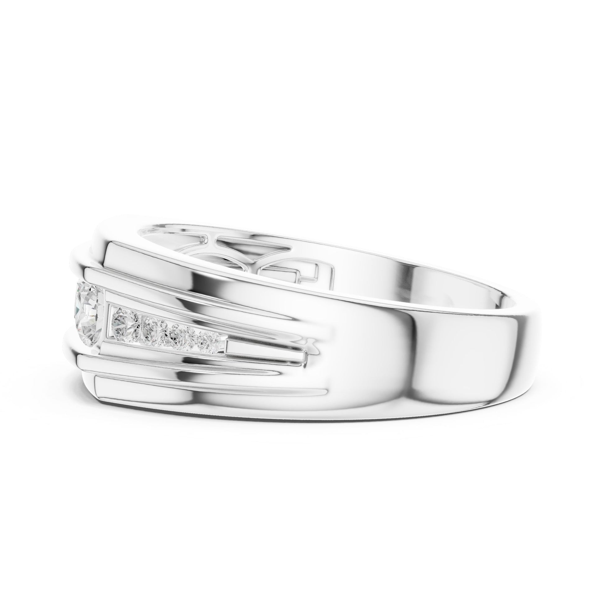 Men's Round Lab Grown Diamond Side-Stone Ring