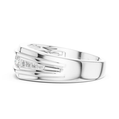 Men's Round Lab Grown Diamond Side-Stone Ring