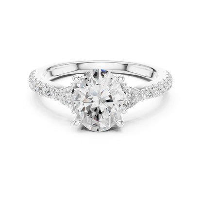 Round Lab Grown Diamond Side-Stone Engagement Ring