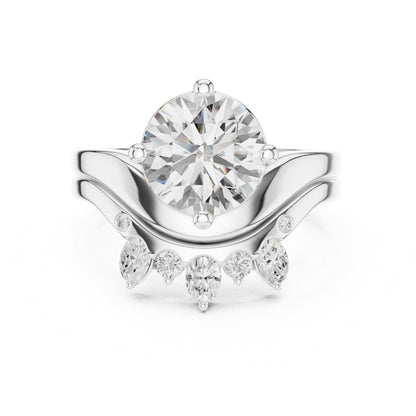 Round Lab Grown Diamond Side-Stone Engagement Ring