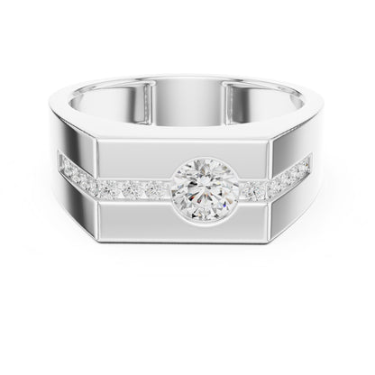 Men's Round Lab Grown Diamond Side-Stone Ring