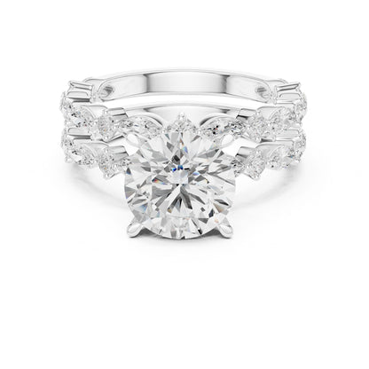 Round Lab Grown Diamond Side-Stone Engagement Ring