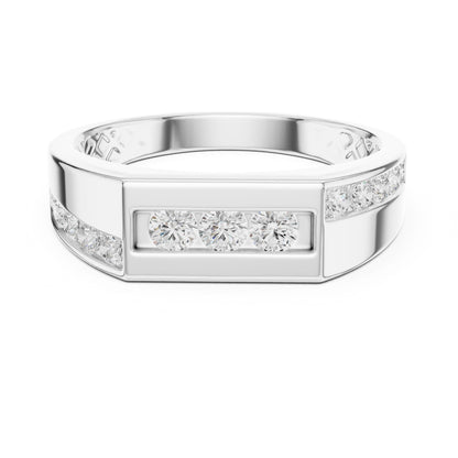 Men's Round Lab Grown Diamond Side-Stone Ring