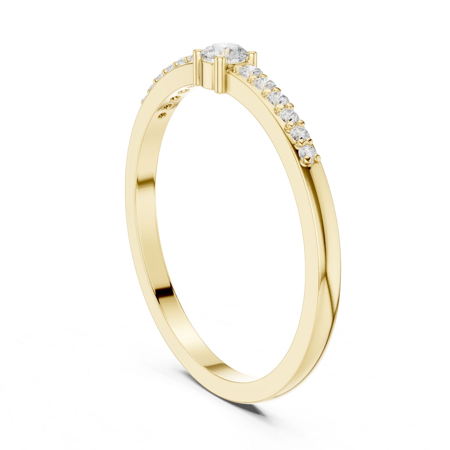 Round Lab Grown Diamond Side-Stone Engagement Ring