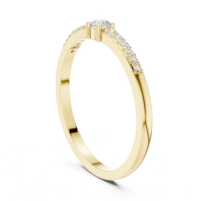 Round Lab Grown Diamond Side-Stone Engagement Ring