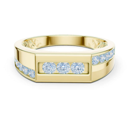 Men's Round Lab Grown Diamond Side-Stone Ring